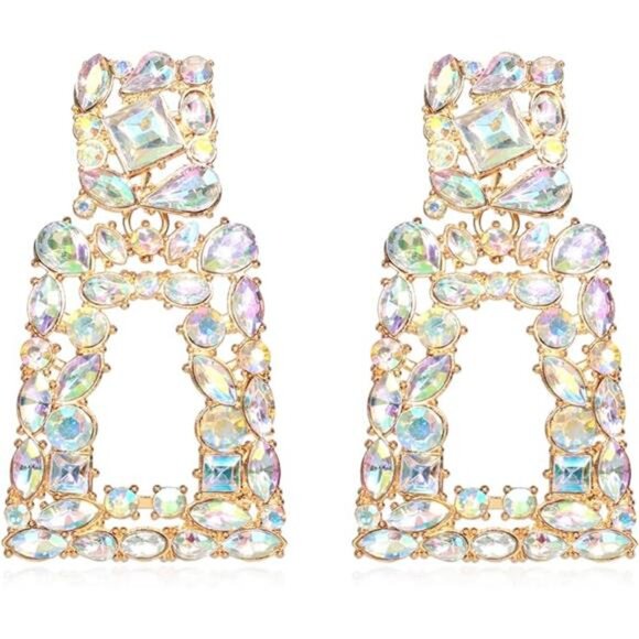 Gold/Silver Raised Design Statement Earrings - Bold Fashion Jewelry for Women - Picture 7 of 7